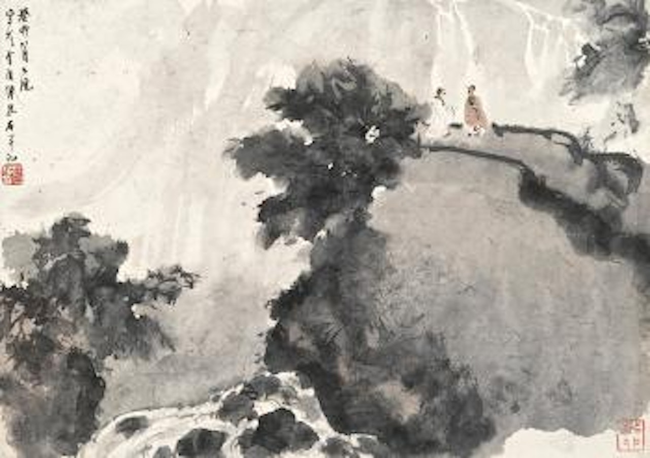Appreciating the Waterfall by Fu Baoshi