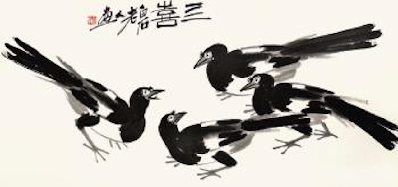 Four Magpies by Qi Baishi