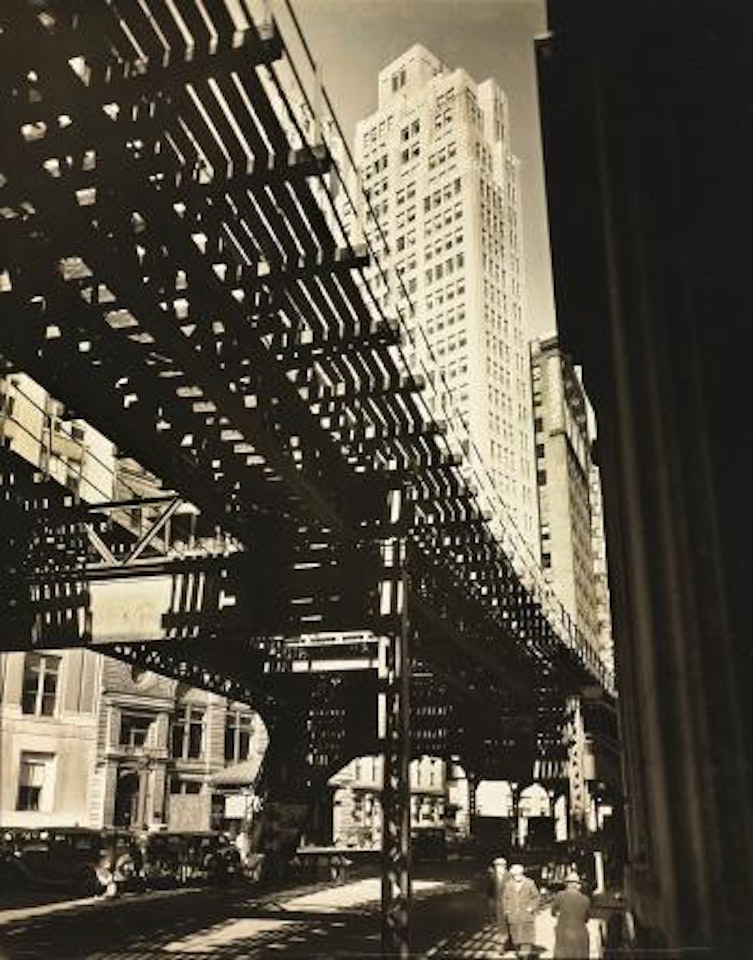 El, second and third Avenue Lines, Hanover square and Pearl Street by Berenice Abbott