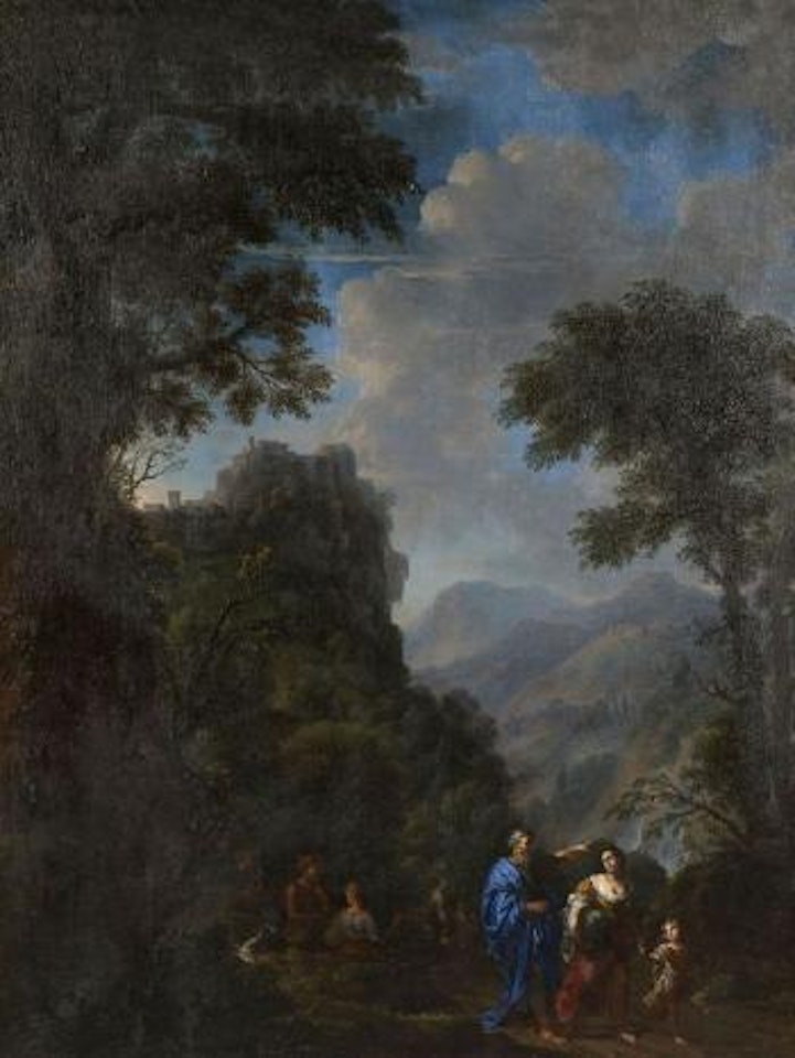 Abraham répudiant Agar. Agar et l’Ange by Gaspard Dughet by Roman School