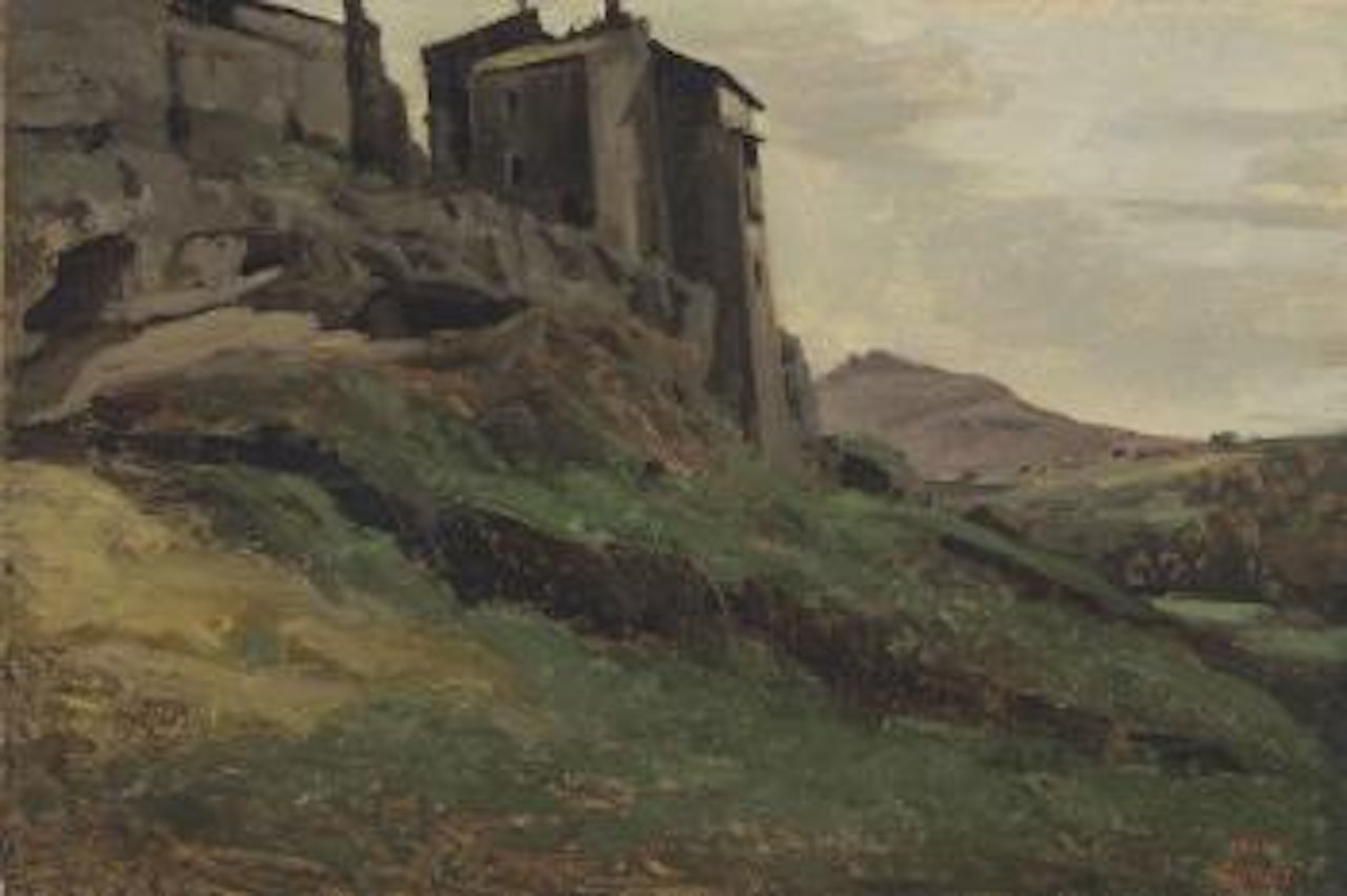 Marino, grandes fabriques au sommet de rochers by Jean Baptiste Camille Corot