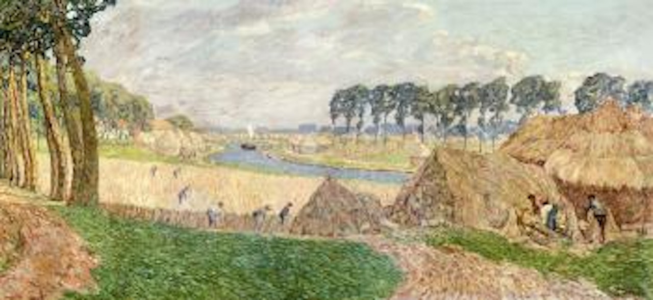 Vlasoogst langs de Leie - La récolte du lin le long de la Lys by Modeste Huys