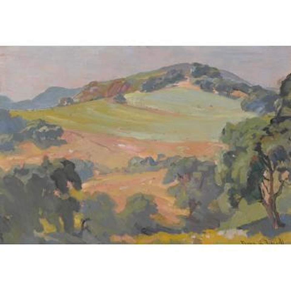 Oaks in a hillside landscape by Franz A Bischoff