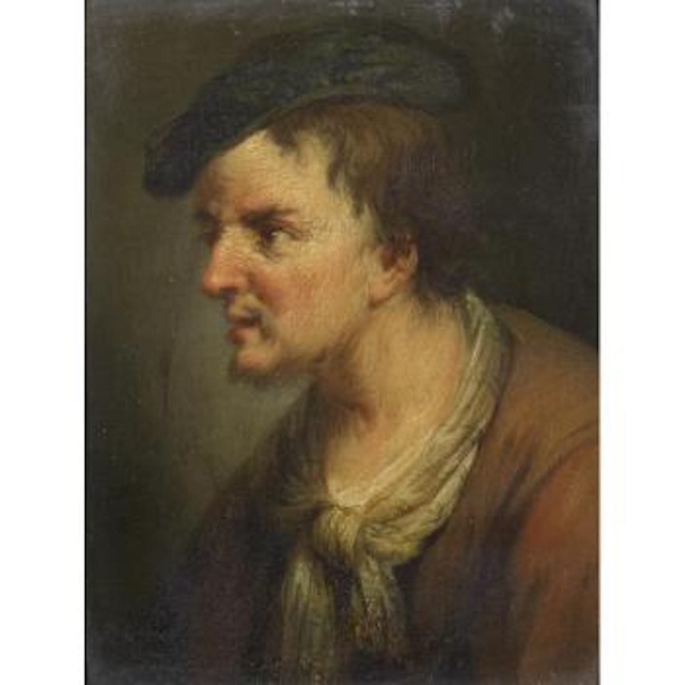 Head of a peasant in a black cap and necker chief by Christian Wilhelm Ernst Dietrich