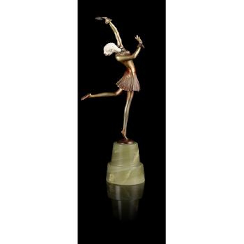 An Art Deco Cold-Painted Bronze and Carved Ivory Figure by Josef Lorenzl