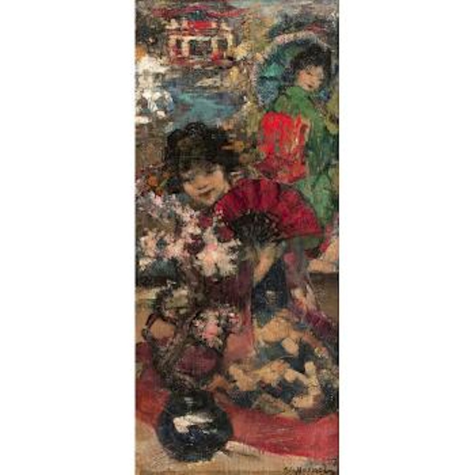 Japanese Girls in a garden by Edward Atkinson Hornel
