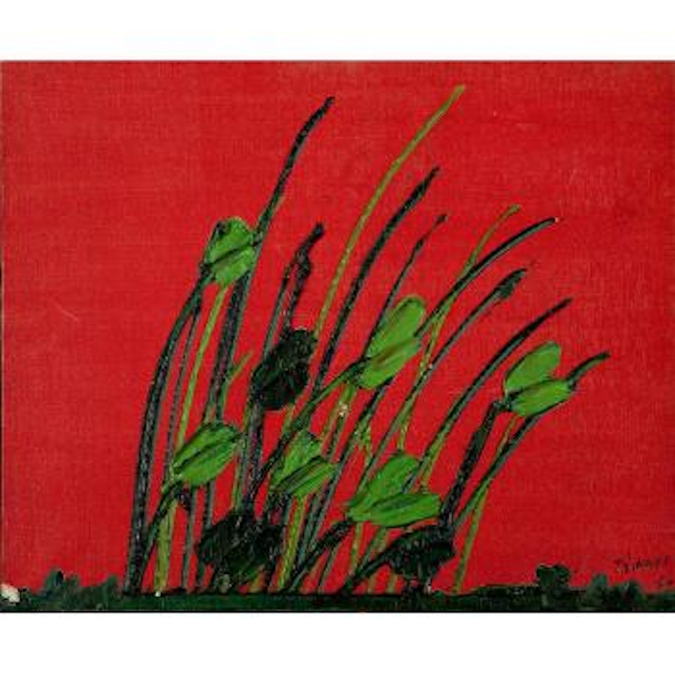 Fleurs sur fond rouge by Thanos Tsingos