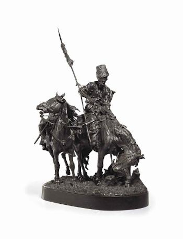 A Bronze Group Of A Zaporozhian Cossack Battle by Eugene Alexandrovic Lanceray