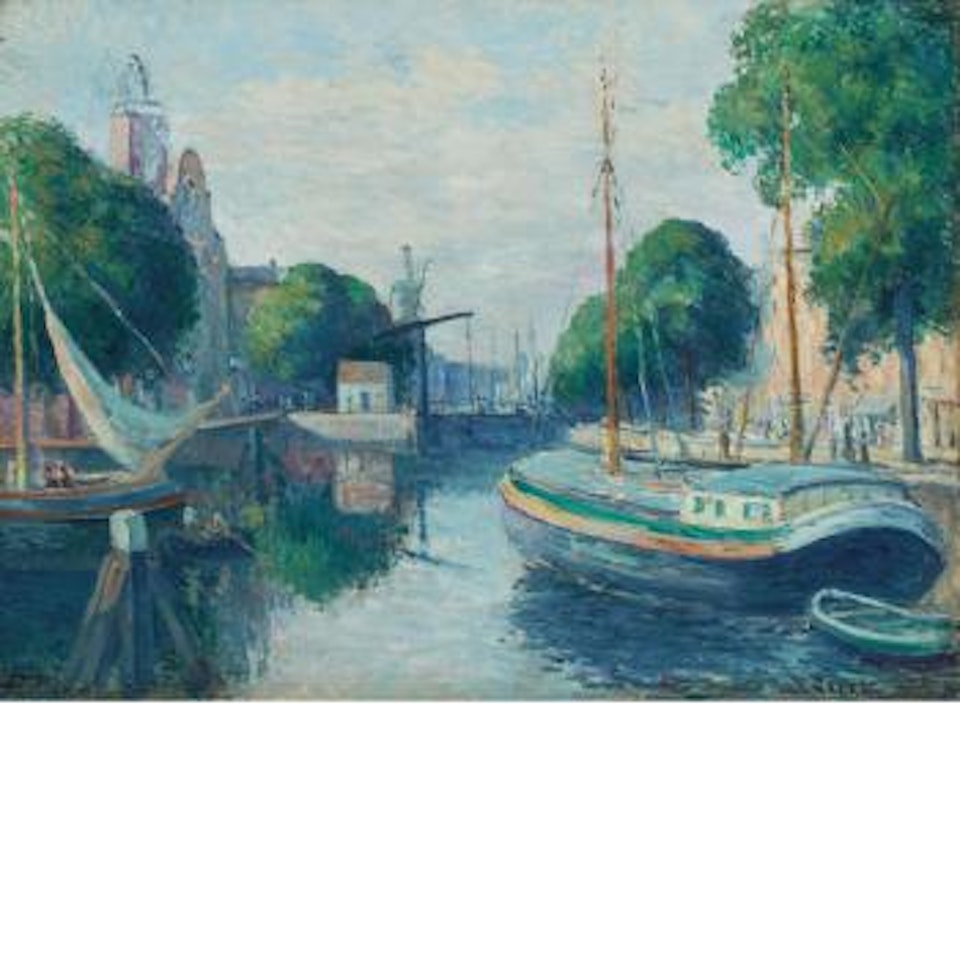 Peniches sur le canal a Rotterdam by Maximilien Luce