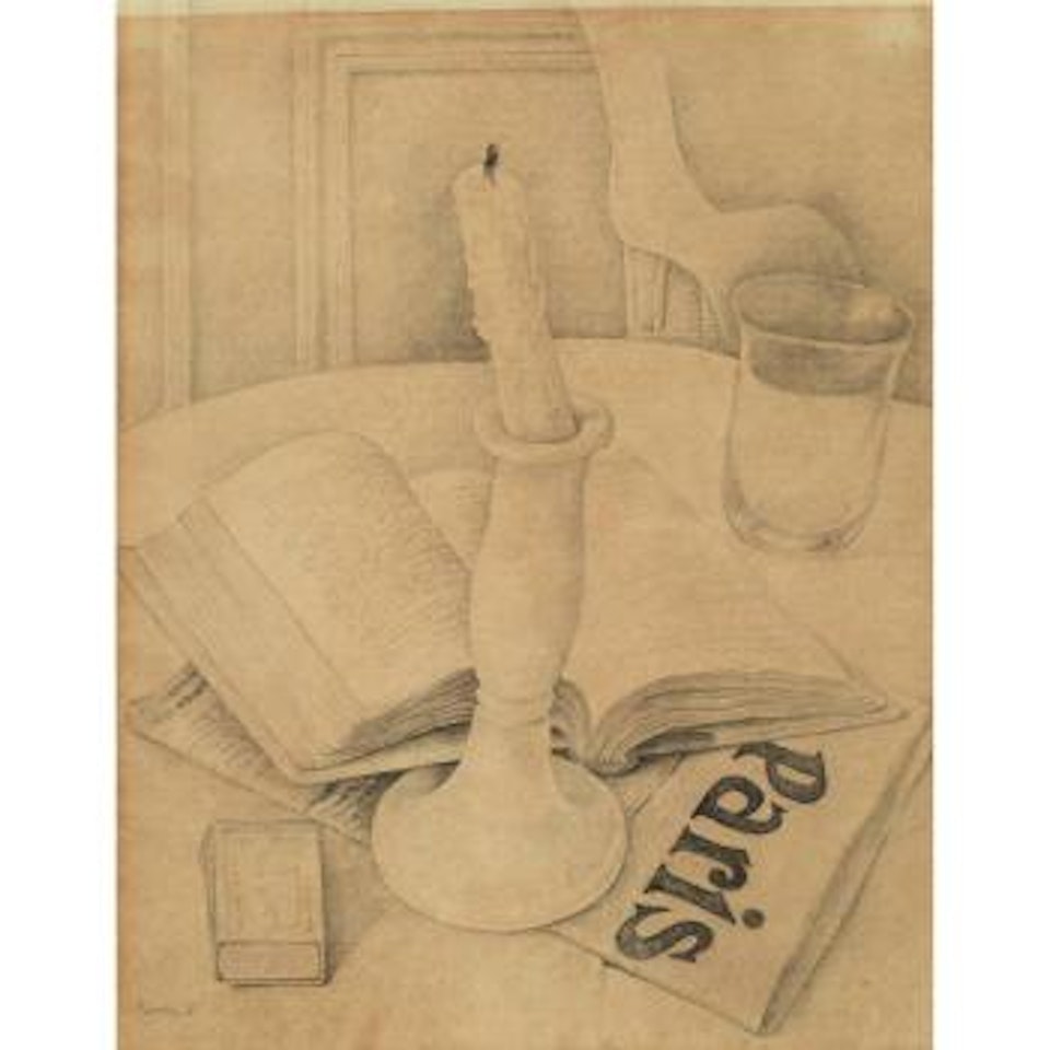 Still Life with a Book and Candle by Diego Rivera