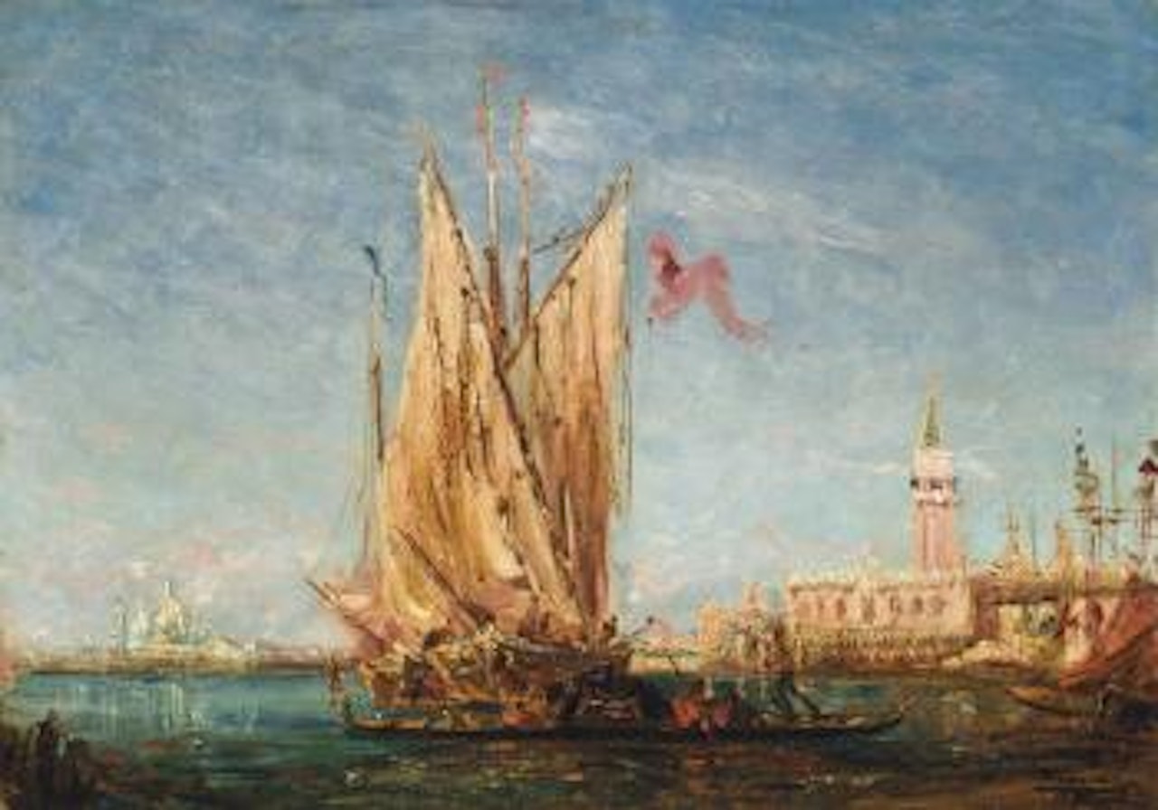 Vessels before the entrance to the Grand Canal, Venice by Félix Ziem