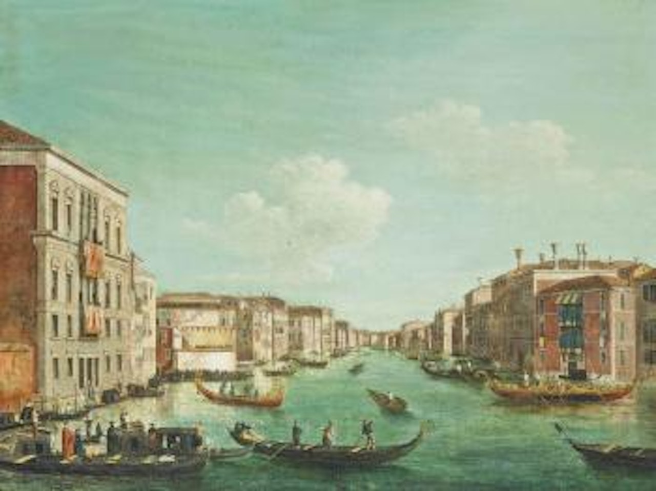 The Grand Canal, Venice, on regatta day, with the Palazzo Balbi and the Ca' Foscari by Canaletto