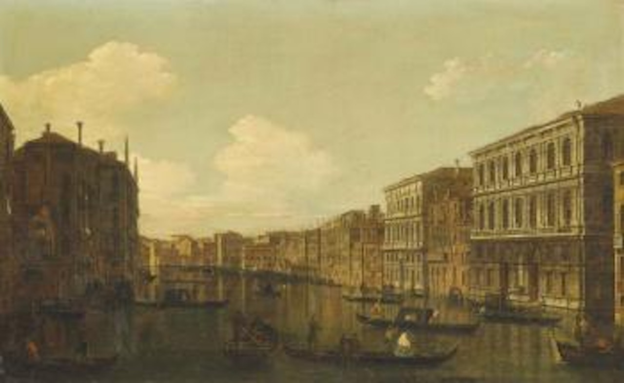 The Grand Canal, Venice, looking south-east from the Palazzo Pesaro to the Fondaco dei Tedeschi by Canaletto