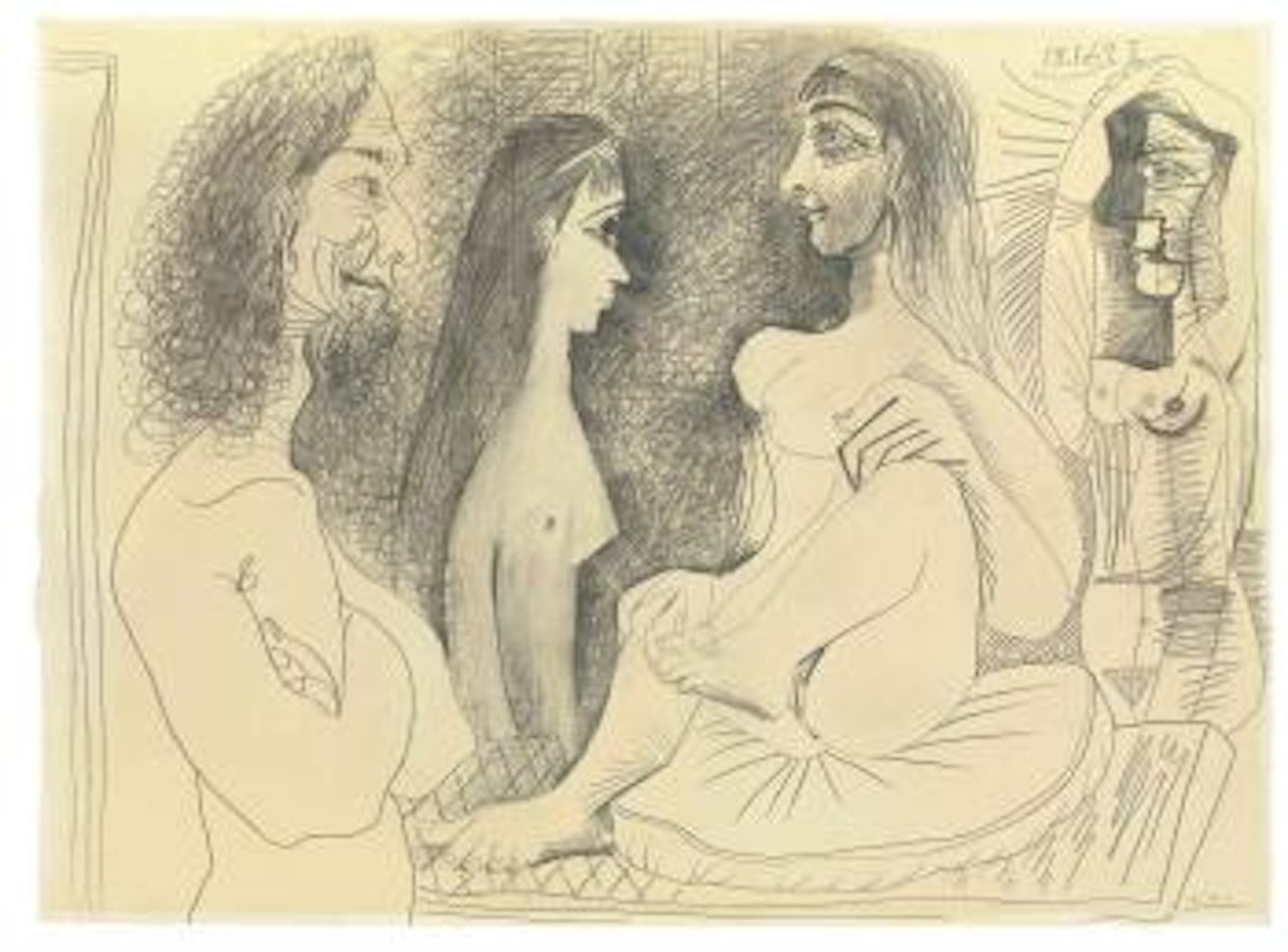 Trois femmes nues et buste d'homme by Pablo Picasso