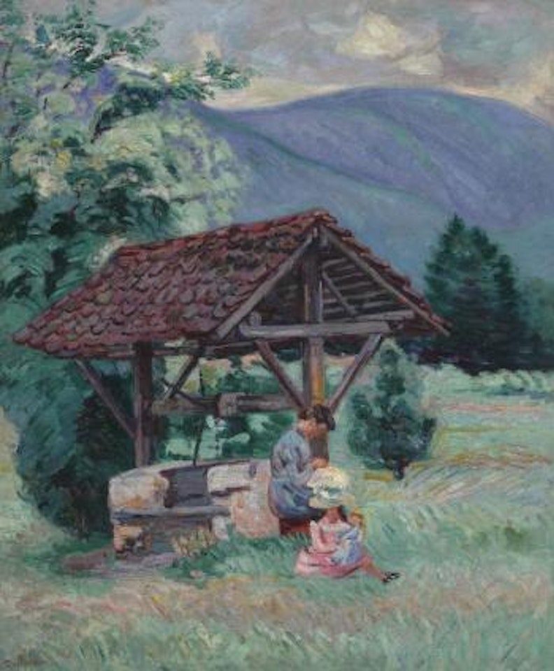 Pontcharra, Madame Guillaumin et sa fille Marguerite by Armand Guillaumin