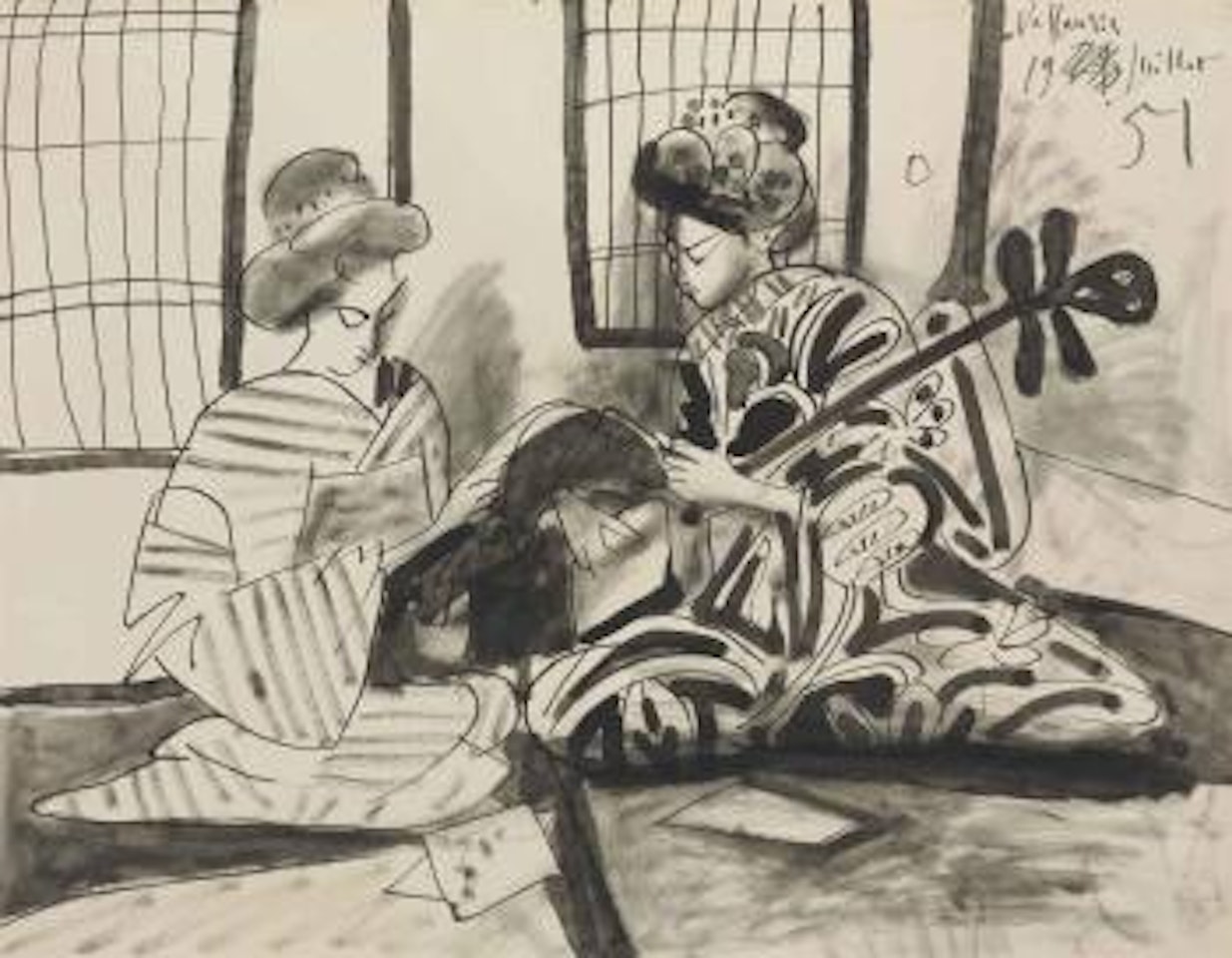 Deux dames japonaises dans un intérieur by Pablo Picasso