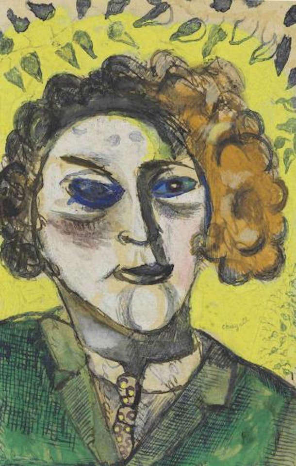 Autoportrait sur fond jaune by Marc Chagall