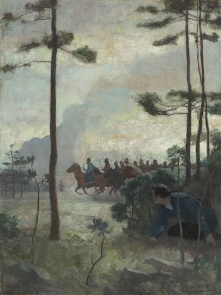 Michael was running on across the Steppe Endeavouring to gain the Covert of some Trees when a detachment of Tartar Cavalry appeared on the Right by Newell Convers Wyeth