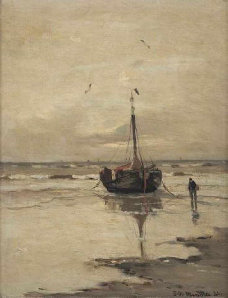 A bomschuit at low tide by Gerhard Arij Ludwig Morgenstjerne Munthe