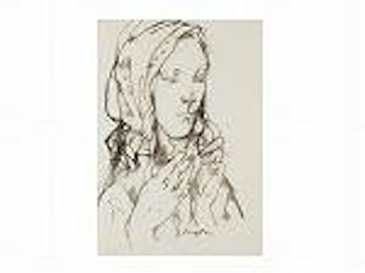 Young woman wearing a veil by Leonard Tsuguharu Foujita