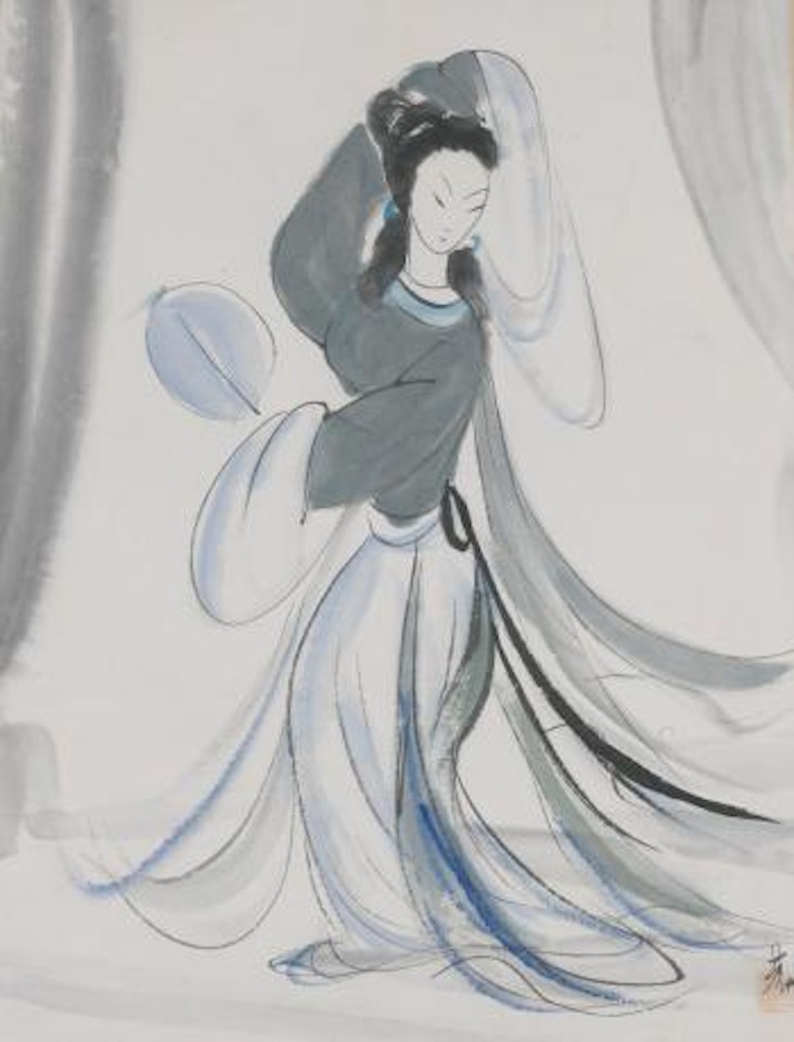 Lady dancing with Fan by Lin Fengmian