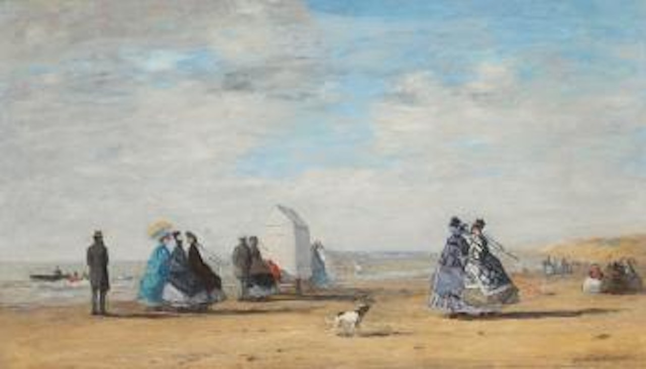 Scène De Plage À Trouville by Eugène Boudin