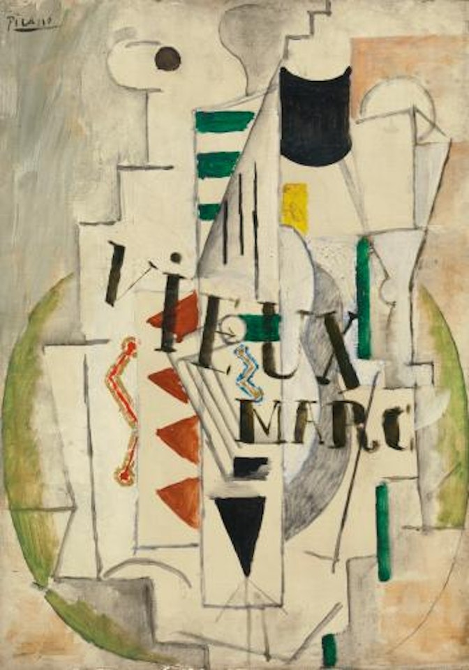 Guitare, Verre, Bouteille De Vieux Marc by Pablo Picasso