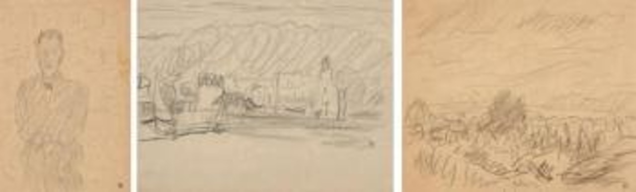 Deux paysages et un homme en buste by Pierre Bonnard