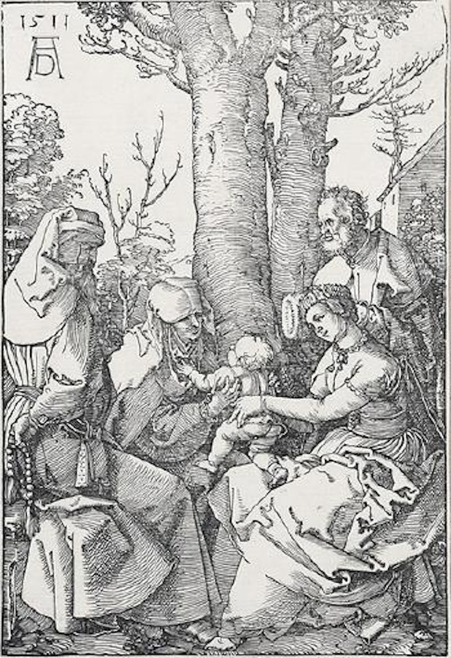 Die Heilige Familie Mit Joachim Und Anna Unter Dem Baum by Albrecht Dürer