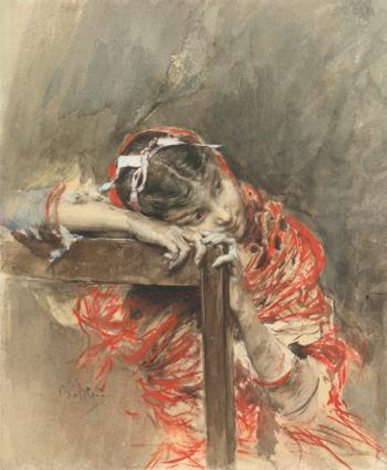A Girl wearing a Red Shawl by Giovanni Boldini