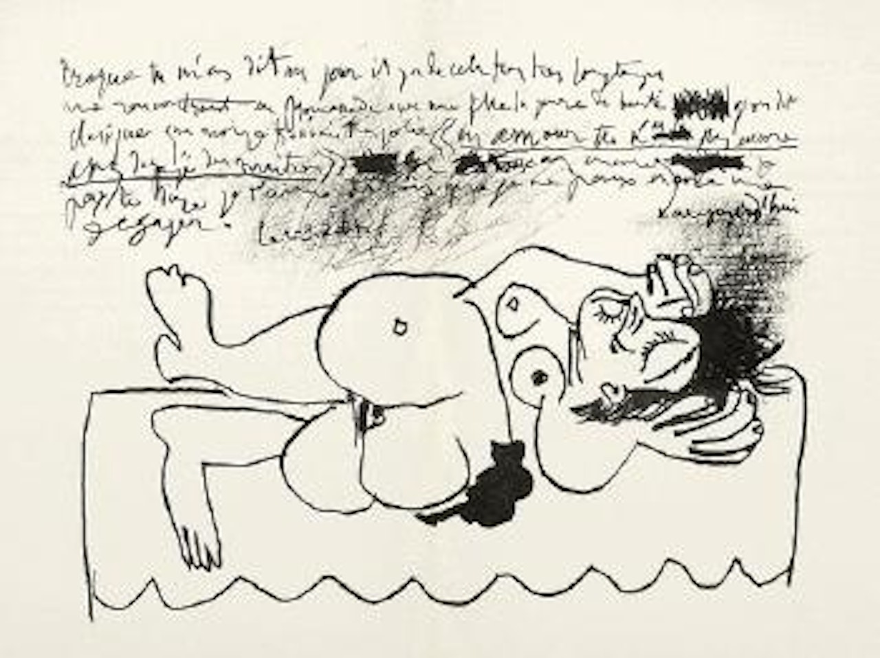 Nu Couché Et Chat (Hommage à Georges Braque) by Pablo Picasso