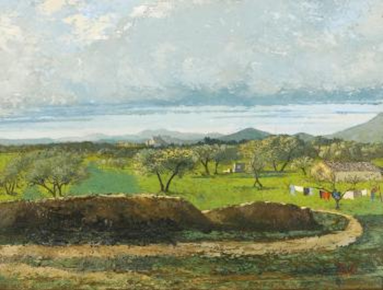 Landscape with Wall and Orchard by Gustave Courbet