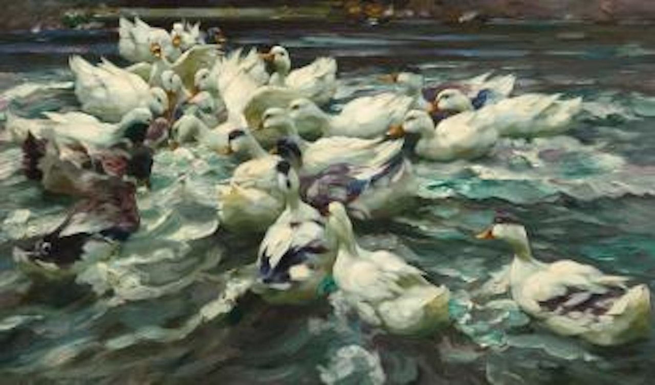 Enten In Teich (Wilde Jagd) by Alexander Koester