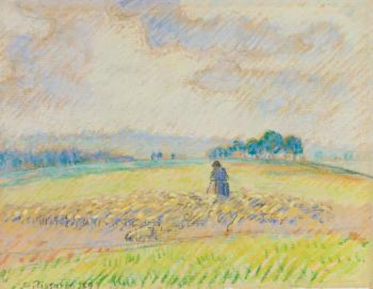 Berger Et Moutons, Éragny by Camille Pissarro