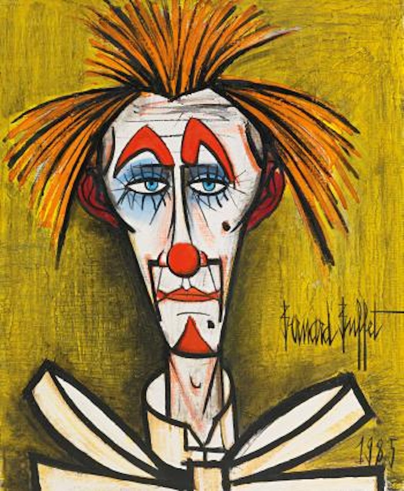 Clown Fond Jaune by Bernard Buffet