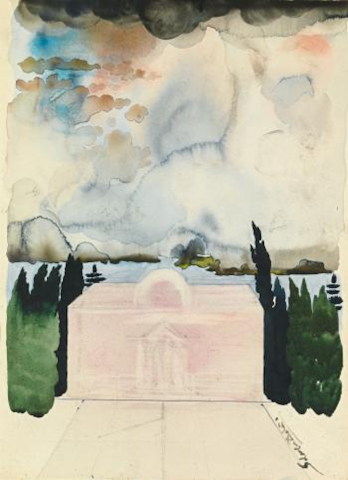 Projet D'architecture Pour Une Villa (Femme Dans Le Ciel) by Salvador Dali