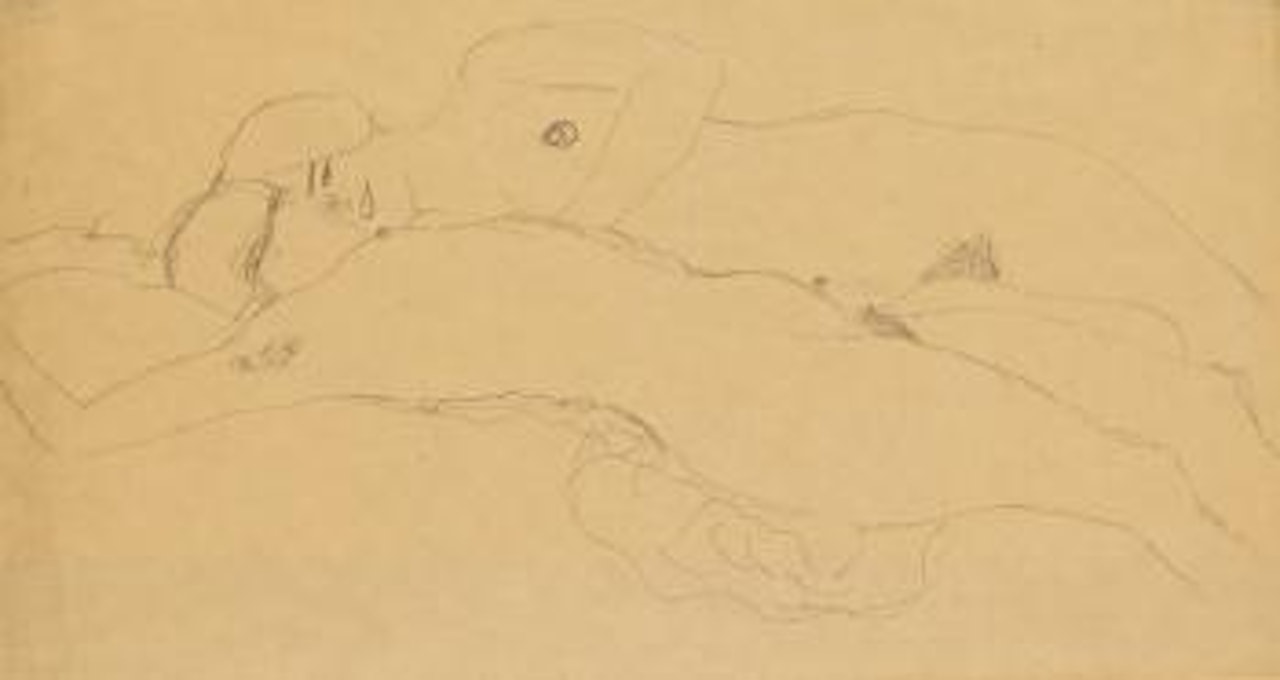 Zwei Liegende Mädchen (Two Reclining Women) by Gustav Klimt