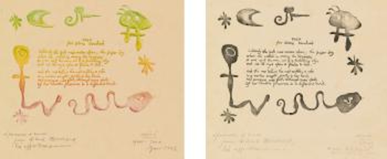 Poem For Diane Bouchard: Two Etchings From Poèmes Pour Ruthven Todd by Joan Miró