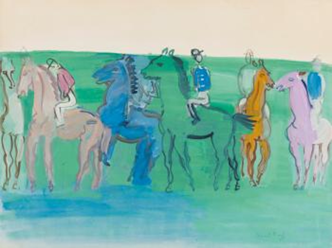Groupe De Jockeys Et Chevaux by Raoul Dufy