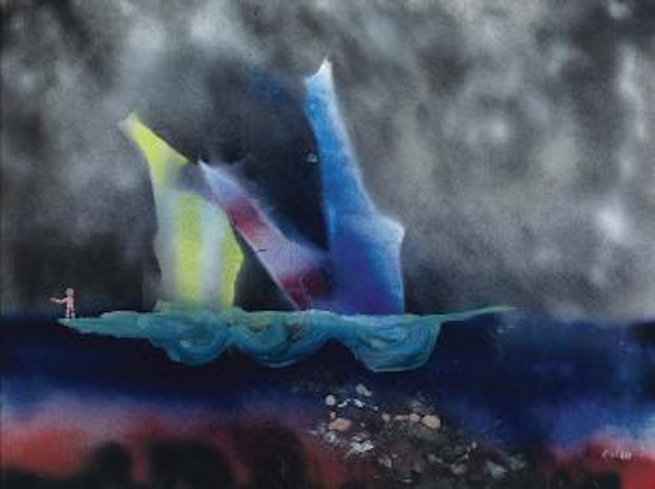 Boy and yacht by Sidney Nolan