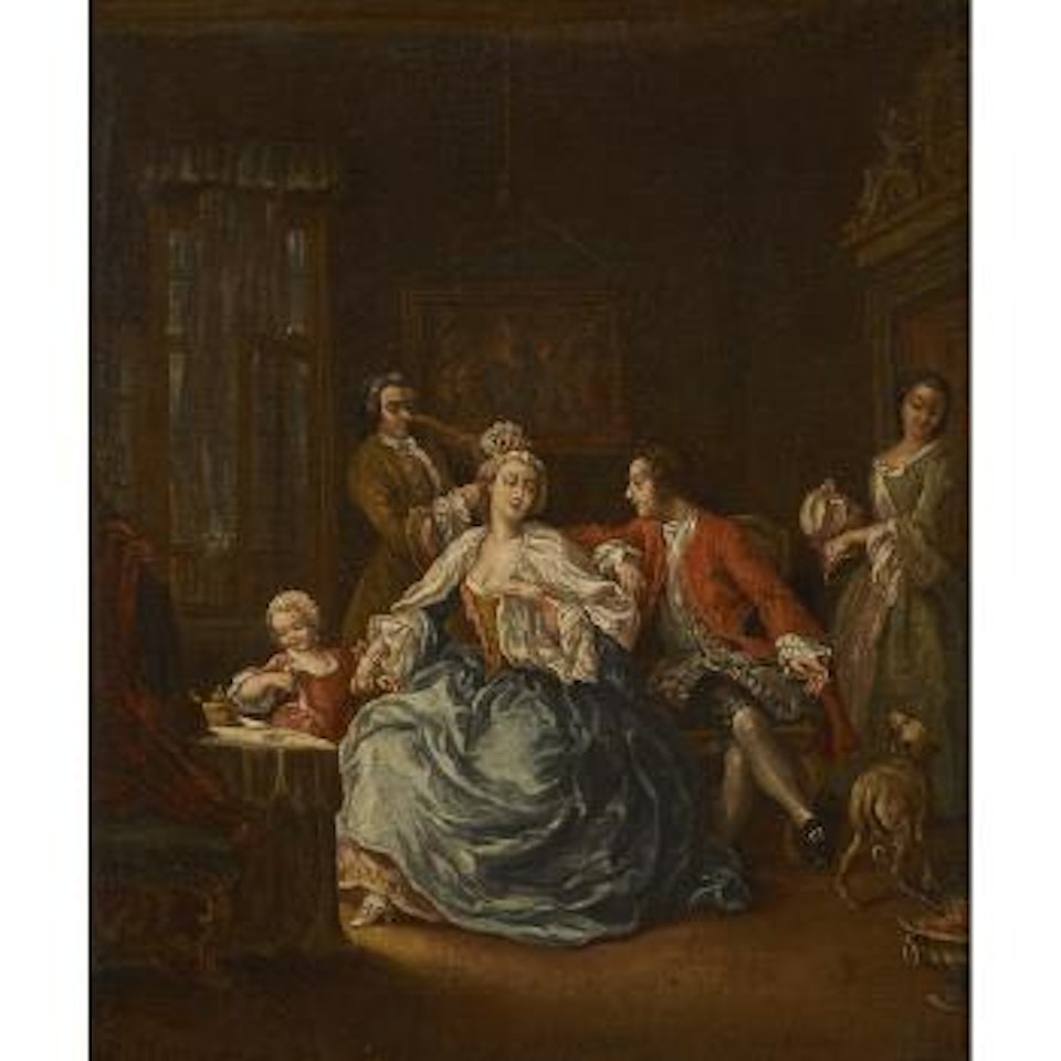 The hairdresser; A visitor by Pietro Longhi