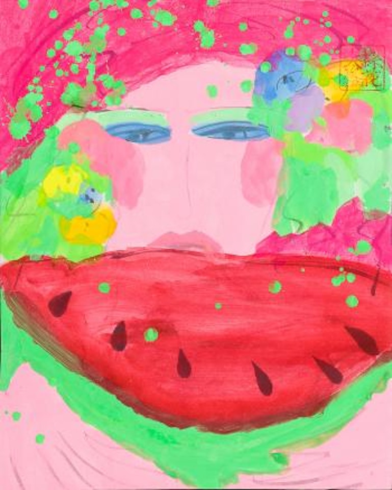 Woman with watermelon by Walasse Ting
