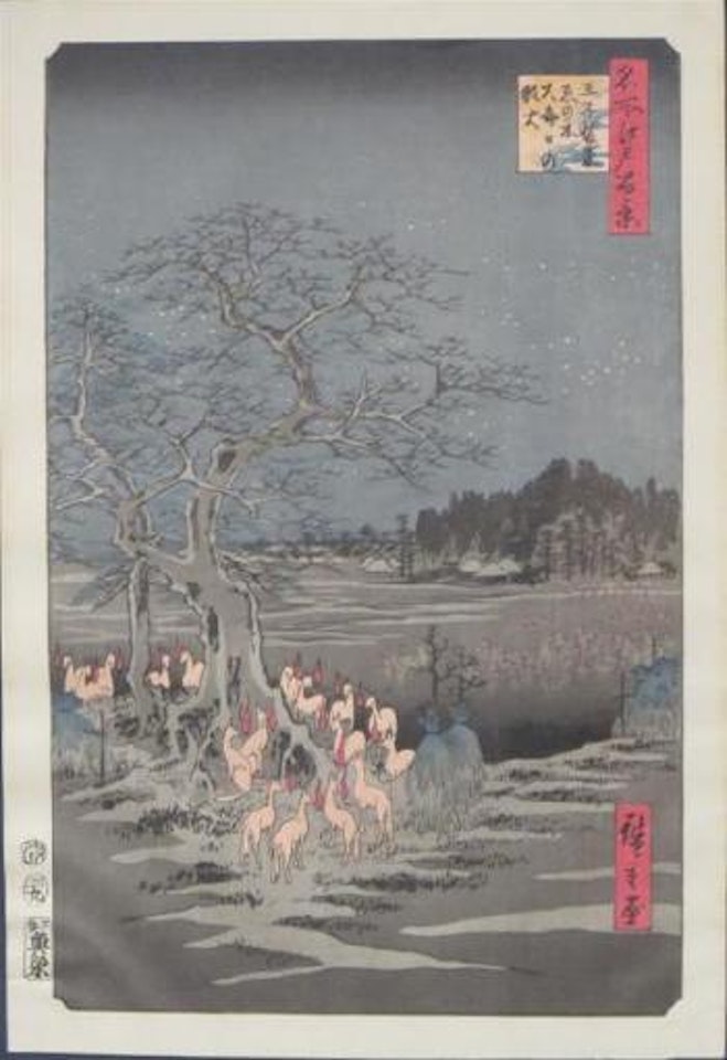 Fox Fires on New Year's Eve at the garment nettle tree at Oji by Utagawa Hiroshige