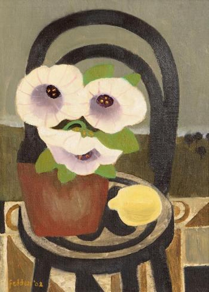 Still life of flowers and lemon by Mary Fedden
