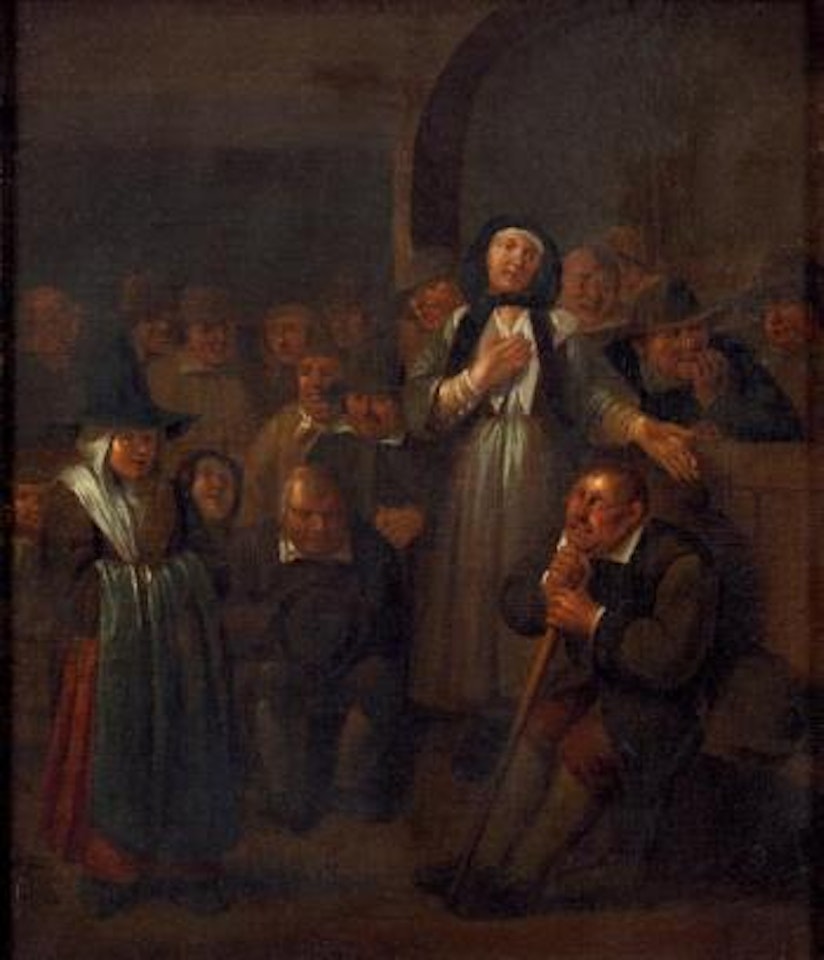 Femme discourant au milieu d'une assemblée religieuse by Egbert van Heemskerk III