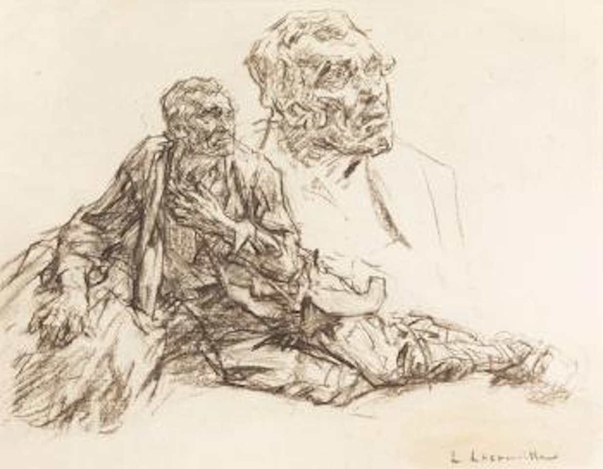 Étude d’homme allongé by Léon Augustin Lhermitte