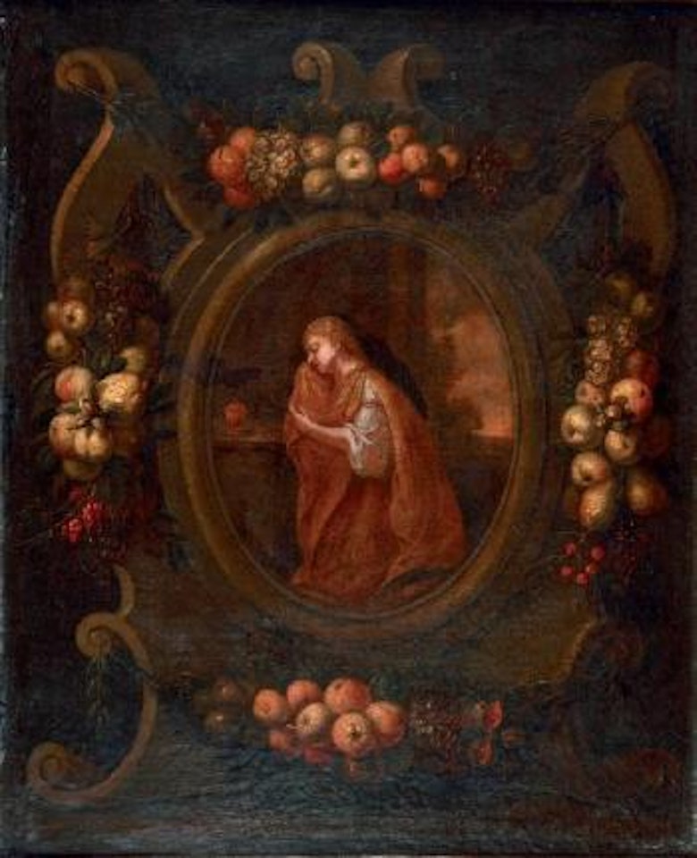 Guirlande de fruits autour d’un médaillon figurant sainte Madeleine by Jan Pauwel Gillemans