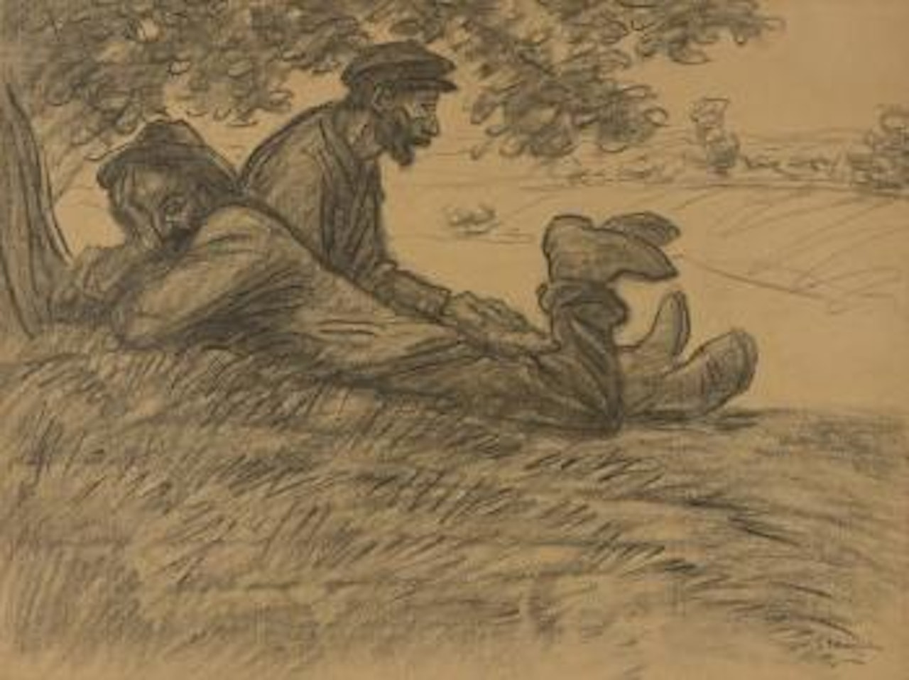 Chemineaux sous un arbre by Théophile Alexandre Steinlen