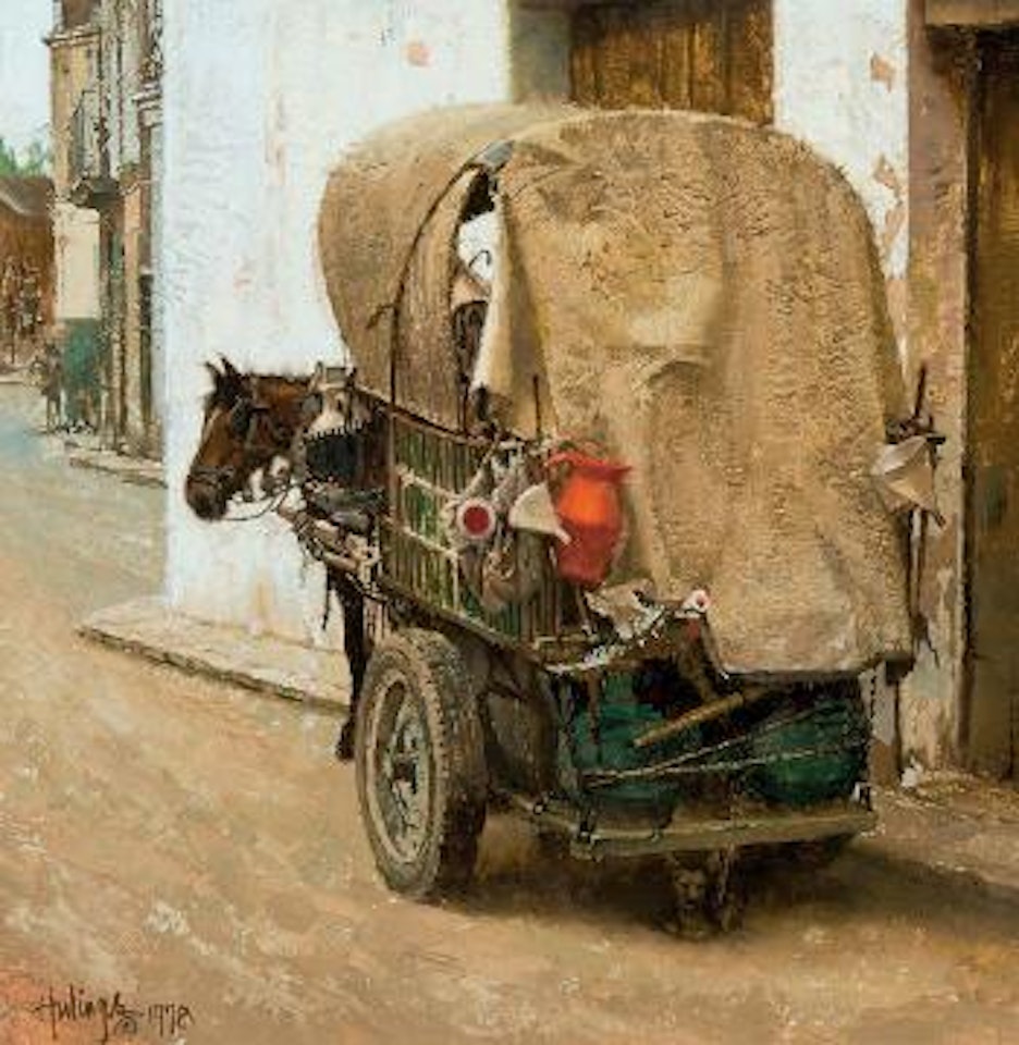 Mule and Cart with Red Pitcher by Clark Hulings