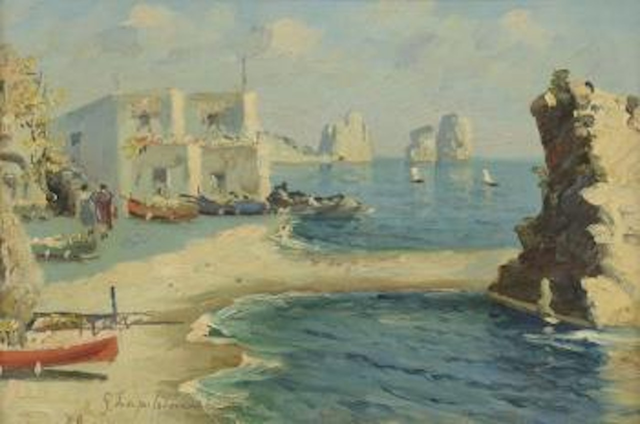 Port de pêche à Capri by Georgij Aleksandrovic Lapschin